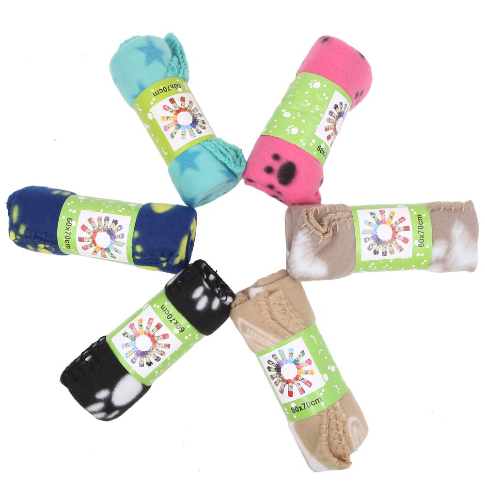 tifee 6 Pieces Pet Blanket Cushion Dog Cat Soft Warm Blankets Puppy Washable Sleep Mat Pad Bed Cover With Paw Print(60 x 70cm/23.6 x 27.6 inch, Multicolor)