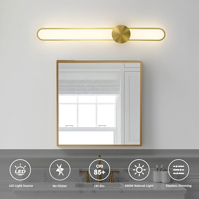 JAYMP Modern Wall Sconce Dimmable LED Wall Light Fixture, Hardwired Wall Lamp for Living Room, Dining Room, Bedroom, Hallway, Lobby, Entryway (Brushed Black, H90cm/35.4inch)