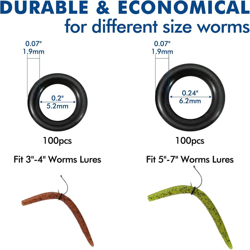Truscend Gradient Fishing Wacky Rig Tool - 210 Silicone O-Rings for 3"-7" Worm Lures | Easy Installation & Protection