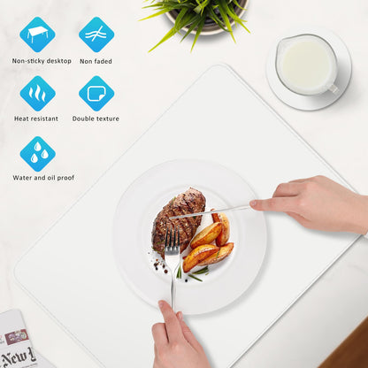 APLKER Placemats and Coasters Set of 6, Heat Insulation PU Leather Table Mats Non-Slip Washable Waterproof Kitchen Dining Place Mats for Home Restaurant Hotel - White