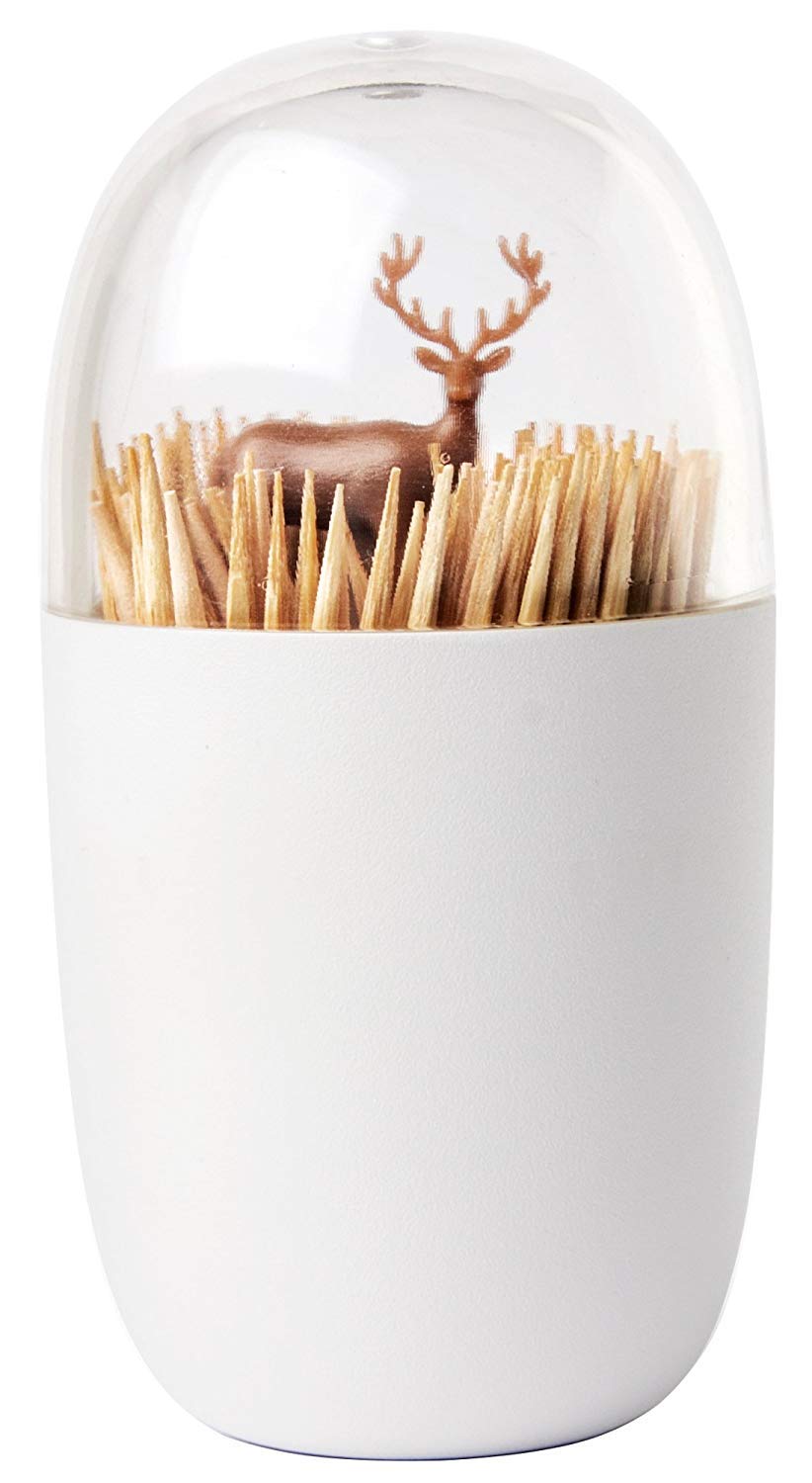 QUALY Deer Meadow Toothpick Holder - Unique Home Design Decoration - Unusual Gift - BPA-Free Cool Kitchen Gadgets - Modern Home Decor