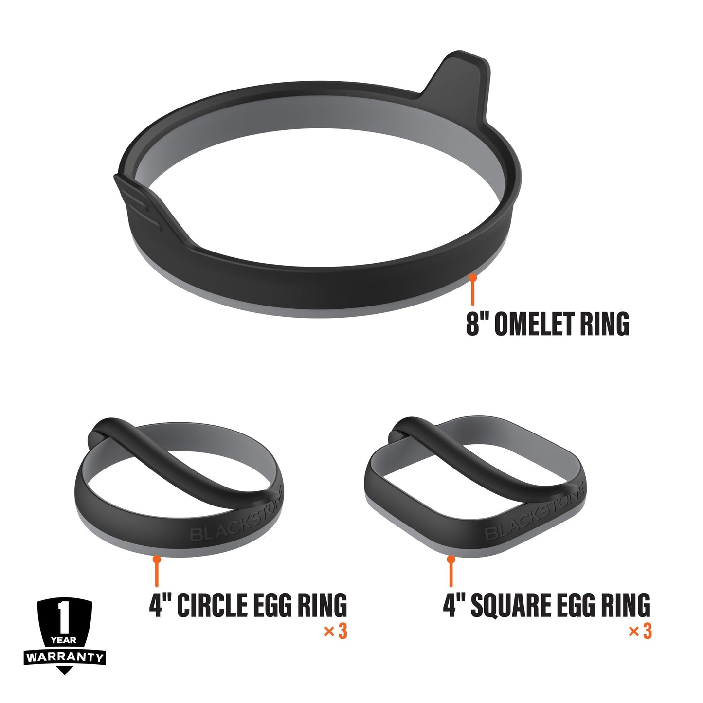 Blackstone 5515 Egg Ring/Omelet Ring Kit,Silver