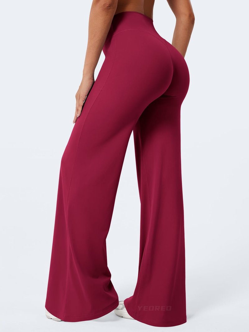 YEOREO Workout Leggings Womens No Front Seam Straight Leggings 35" High Waist Buttery Eddiy Gym Yoga Pants Ancora Red XL