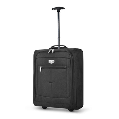 LUGG Cabin Size Lightweight Luggage - Durable 600D Polyester Snowflake Push Up Trolley - Solid Wheels - Easyjet, Ryanair, British Airways - Airway Locker (45x36x20cm)