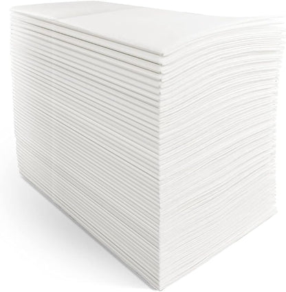 UKEENOR Disposble Dinner Napkins Cloth Like with Built-in Flatware Pocket,Wedding Party Linen Feel White Napkin, Prefolded for Silverware,Pack of 50