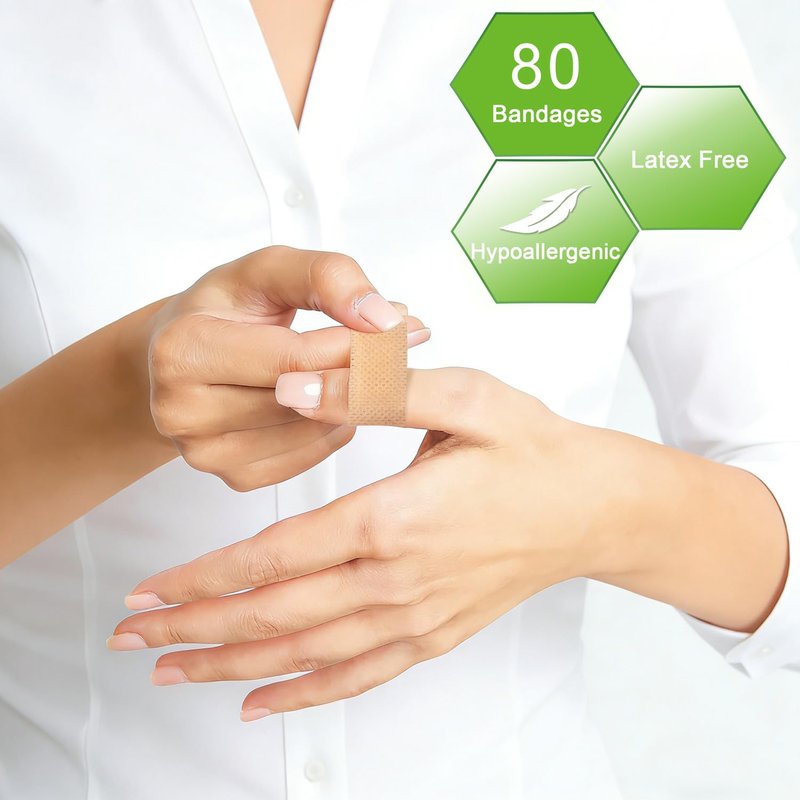 NeuHeils 80 Pcs Silicone Bandages for Sensitive Skin Assorted Sizes: Small 0.75x3 in (60 Pcs) & Large 2x4 in (20 Pcs). Non-Stick Pad, Hypoallergenic, Pain-Free Removal, Idea for Fragile Skin