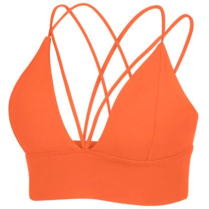 MotoRun Strappy Sports Bra Sexy Bralettes for Women Push Up Bralette Rave Top Orange S