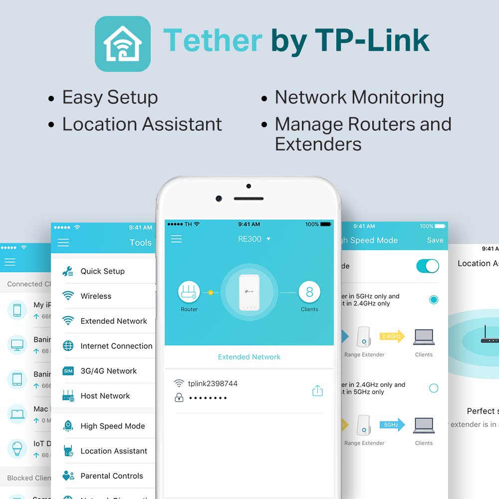 TP-Link RE300 AC1200Mbps WiFi Extender Booster Dual Band, EasyMesh, WiFi Booster Range Extender, Internet Booster, Access Point, Works with Any WiFi Router, App Control Easy Setup, UK Plug