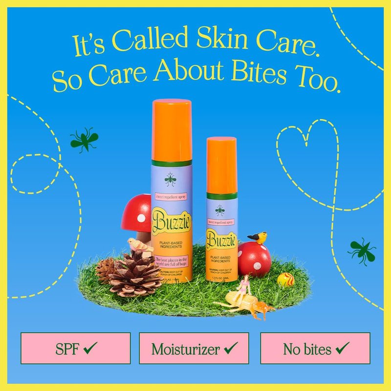 Buzzie Bug Spray for Kids & Family - Plant and Essential Oil-Based Mosquito Spray, 3Hr Protection, TSA Travel Safe | 2 Pack (4oz + 1.7oz)