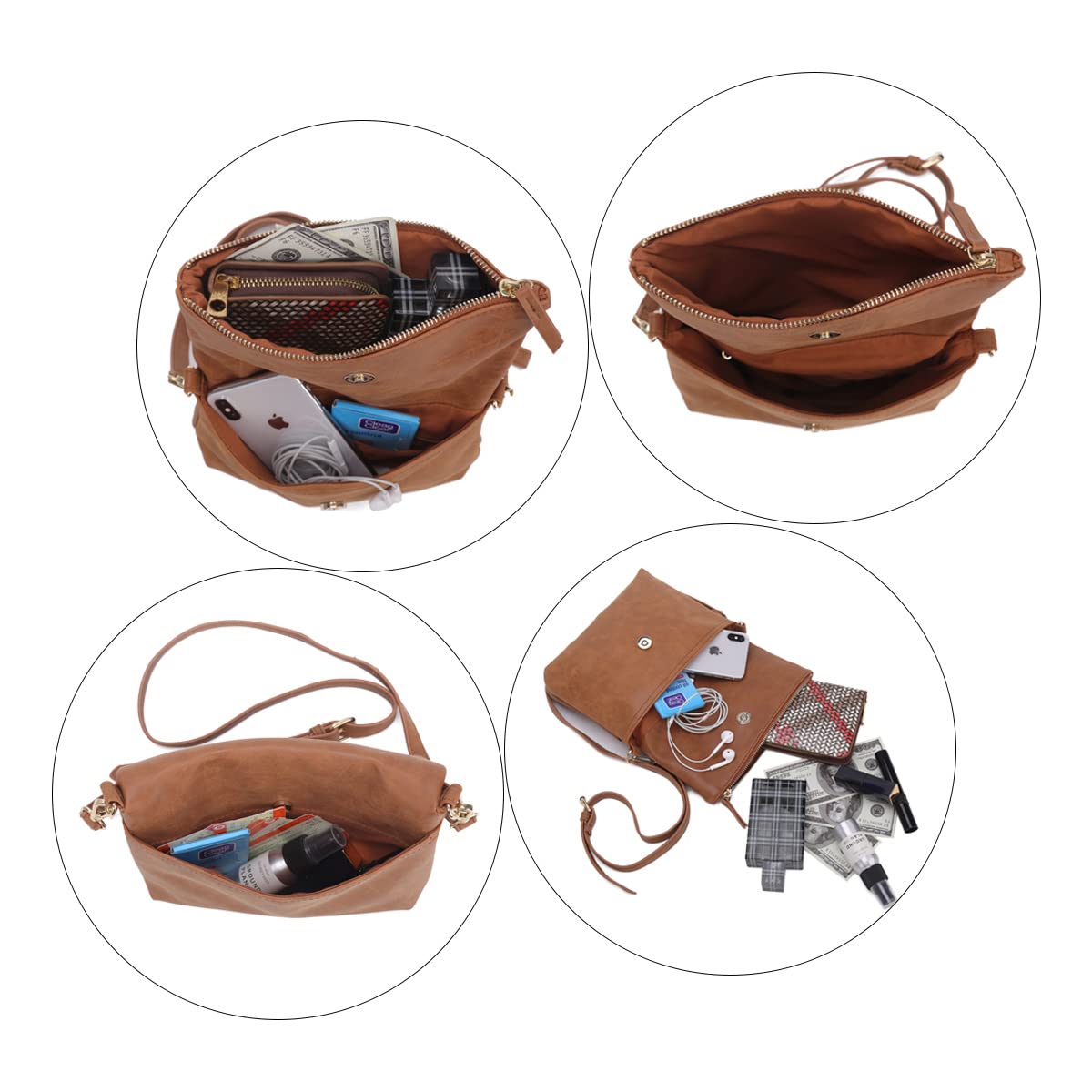 Gladdon Small Crossbody Bags for Women Cross Body Purse Shoulder Bag Brown1