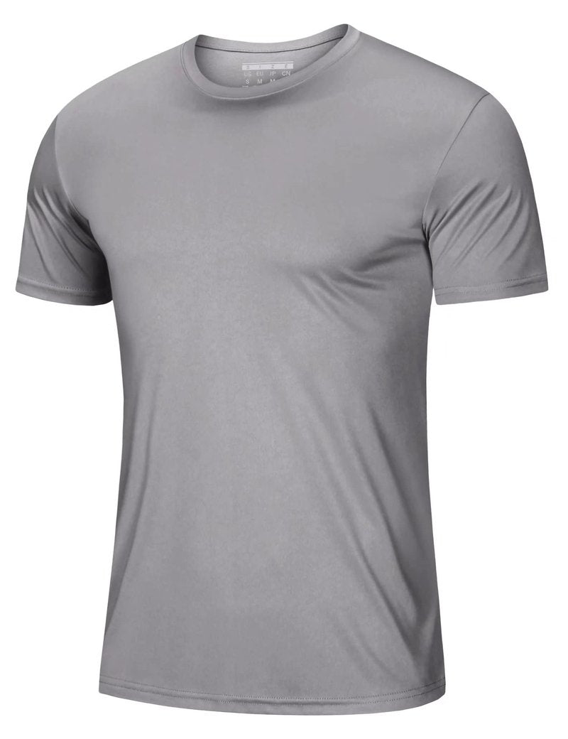 Running Shirt Men Rash Guards Shirts Dry Fit Fitness Shirts Top Tee Short Sleeve Active Shirts Gym Tshirts Workout T-Shirts Light Grey