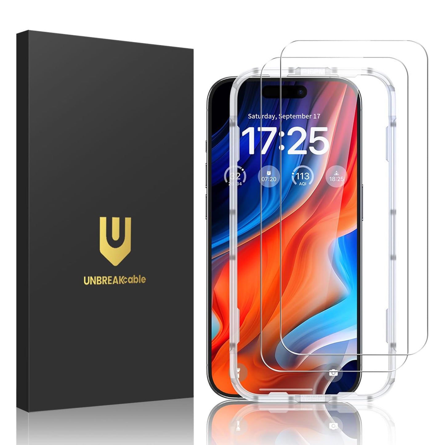 UNBREAKcable 2-Pack Screen Protector for iPhone 16e/13/13 Pro/14, Double Shatterproof Tempered Glass [Easy Installation] [9H Hardness] [99.99% HD] [Case Friendly] for Apple 13 Pro/13/14/16e 6.1 inch