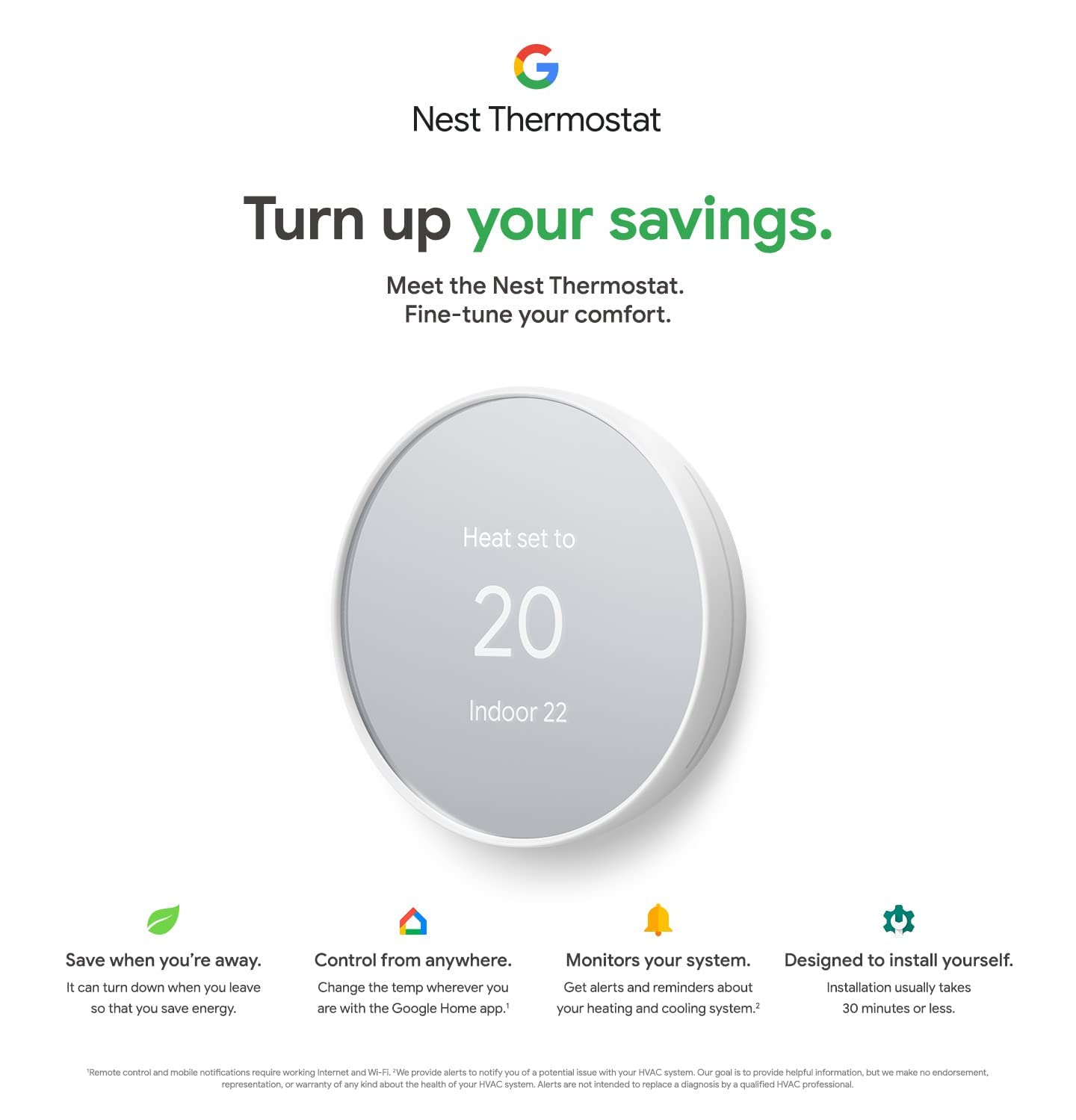 Google Nest Thermostat - Smart Thermostat for Home - Programmable Wifi Thermostat - Charcoal