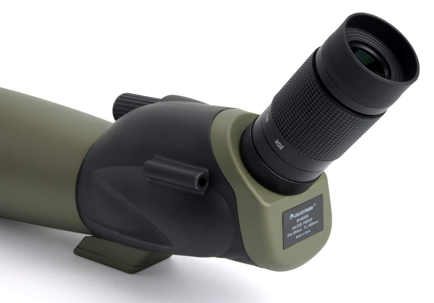 Celestron 52250 Ultima 20-60x80mm Angled Refractor Spotting Scope Telescope with Multi-Coated Optics, Waterproof Rubber Tubing and Soft Carry Case, Green