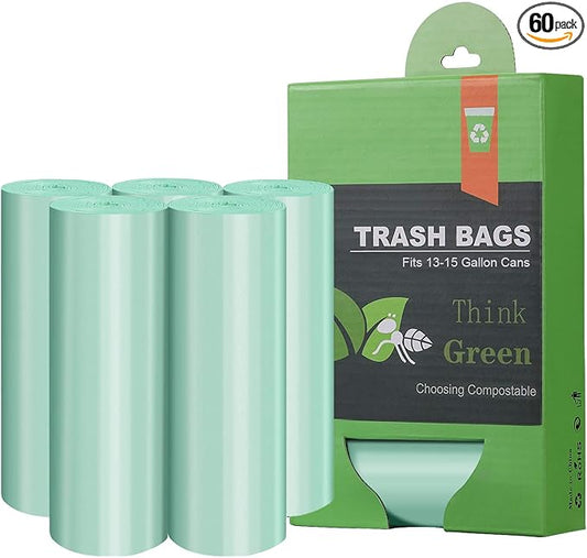 Compostable Trash Garbage bags, AYOTEE 13-15 Gallon Tall Kitchen Trash Bags