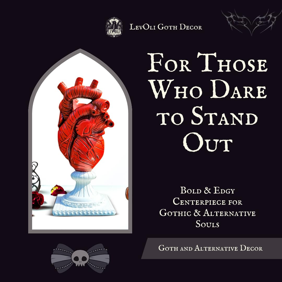 Gothic Anatomical Heart Vase - Creepy Large Human Heart Shaped Flower Planter - Horror Lovers Halloween Themed Gifts for Adult Women - Inspired by Edgar Allan Poe - Spooky Decor Weird Oddities