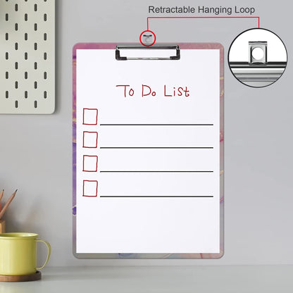 Fashion Clipboard, A4 Letter Size Wooden Decorative Clipboards for Teacher, Nurse, Doctor,Student and Kids, Cute Design for Standard Size 12.2" x 8.9" (C-Pink Purple Marble)