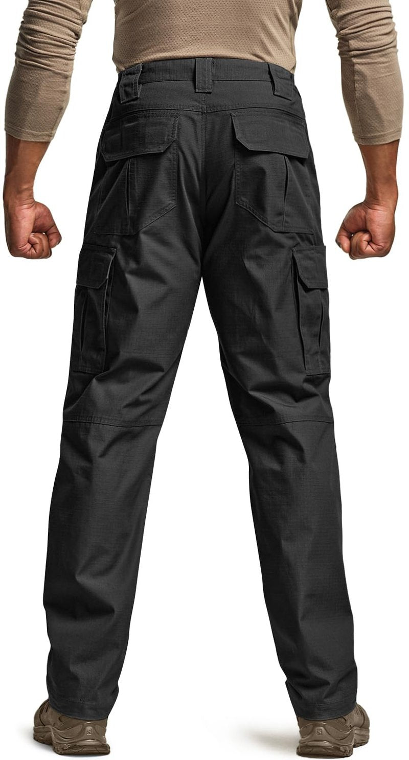 CQR Men's Tactical Pants, Water Resistant Ripstop Cargo Pants, Lightweight EDC Work Hiking Pants, Outdoor Apparel, Raider Black, 40W x 32L