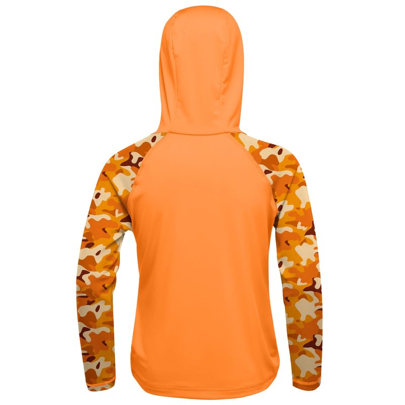 DRONIRING Boys Rash Guard Swim Hoodie, UPF 50+ UV Sun Protection Long Sleeve Fishing Shirt, Kids Youth SPF Water Shirts Bright Orange
