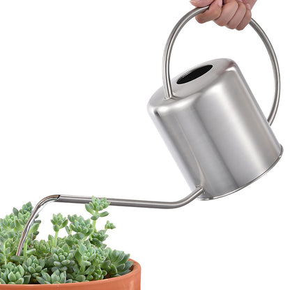 Fasmov 51 Oz Stainless Steel Watering Can Modern Style Watering Pot, Watering Can with Long Spout for Easy Pour, Water Outdoor Garden, Indoor Plant (Silver)