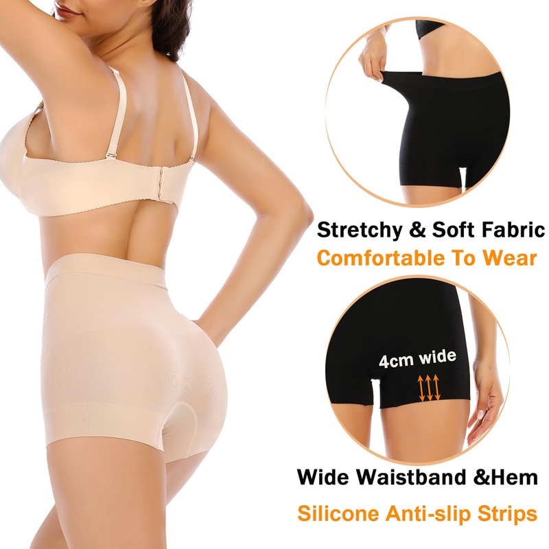 Womens Seamless Shaping Boyshorts Panties Tummy Control Underwear Slimming Shapewear Slip Shorts(#A2 Beige(light Tummy Control),Small)