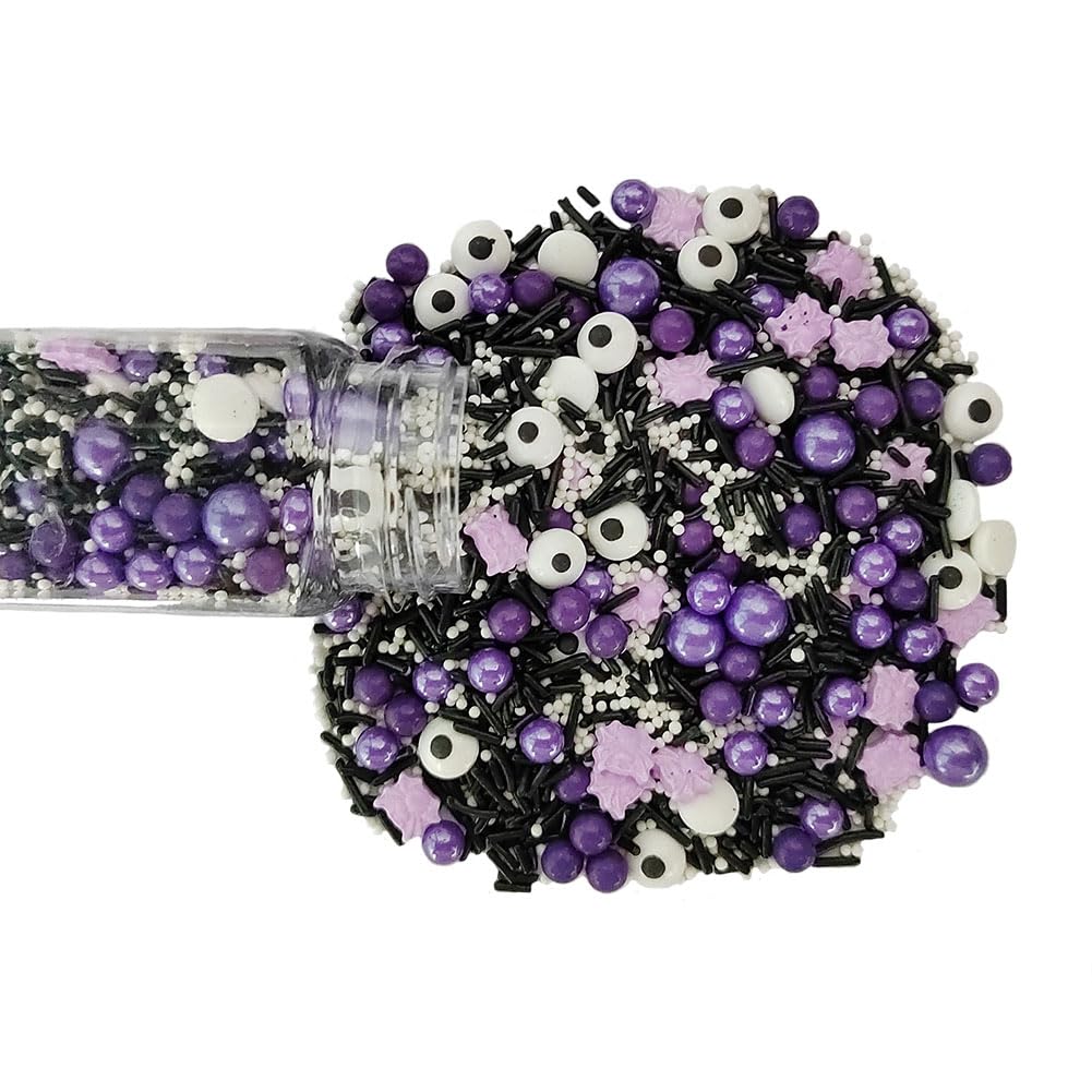 1 Bottle Candy Eyeballs Eyes Cake Cupcake Toppers Edible Baking Purple Sugar Pearls Halloween Sprinkles Cookie Decorations Holiday Party Christmas Supplies(100g/3.5oz)