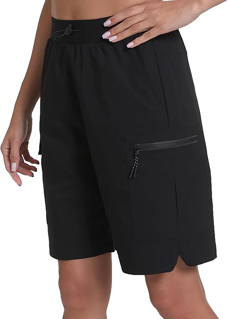 Rrosseyz Women's Hiking Cargo Shorts with Pockets Quick Dry Athletic Gym for Women Exercise Lounge(Black,L)