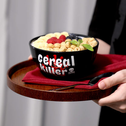 Nefelibata Black Cereal Killer Bowl and Spoon Set Halloween Man‘s Birthday Christmas Retirement Engraved Funny Gift for Him Papa's Grandfather's Uncle's Friend's Present Set of 2
