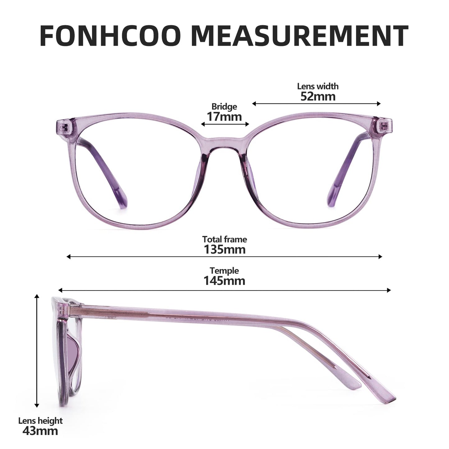 FONHCOO Blue Light Blocking Glasses Fashion Round TR90 Frame Transparent Eyewear Anti UV Blu-Ray Computer Glasses for Women Men (Purple)