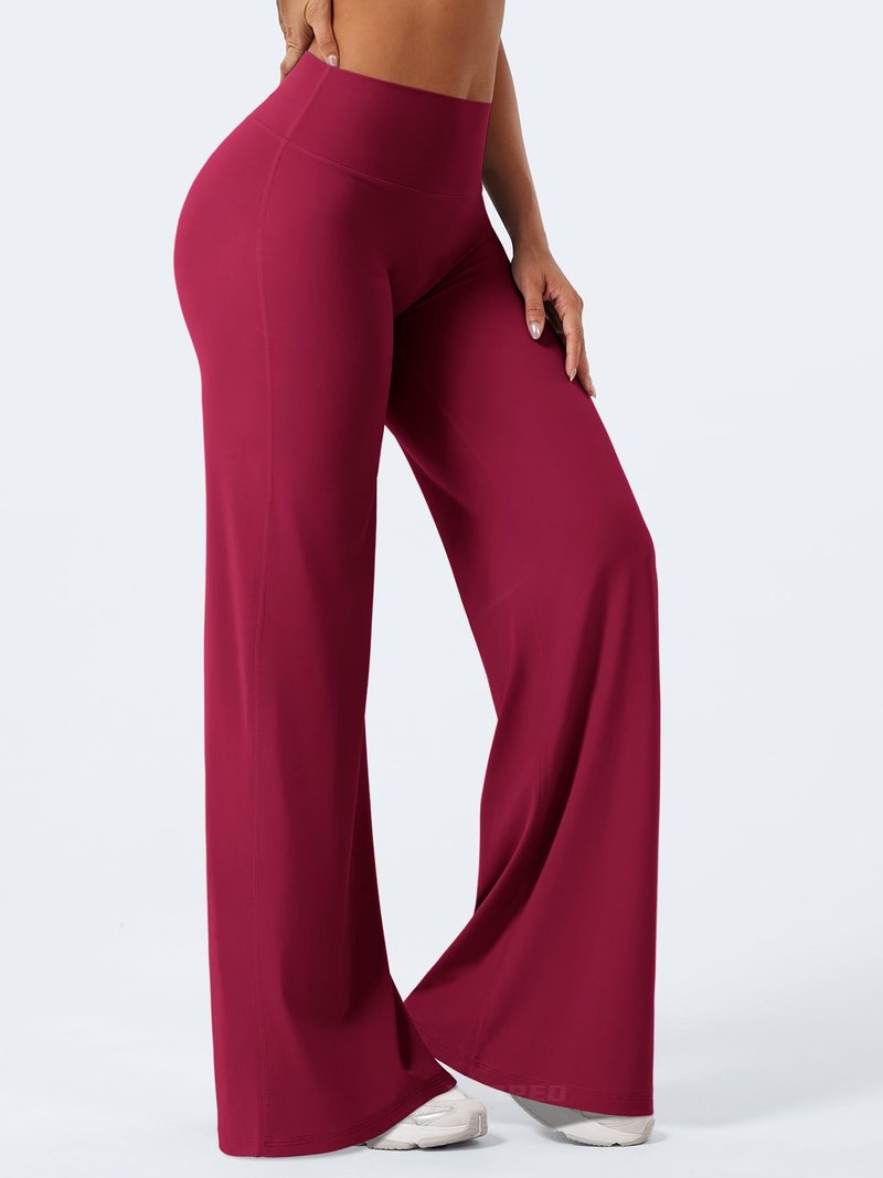 YEOREO Workout Leggings Womens No Front Seam Straight Leggings 35" High Waist Buttery Eddiy Gym Yoga Pants Ancora Red XL