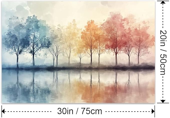 Yesad Trees Pictures, Abstract Wall Art Watercolor Tree Prints Artwork Nature Canvas Painting Landscape Poster Botanical Wall Décor for Living Room Bedroom Office Farmhouse (Unframed,30”x20”, Tree9)