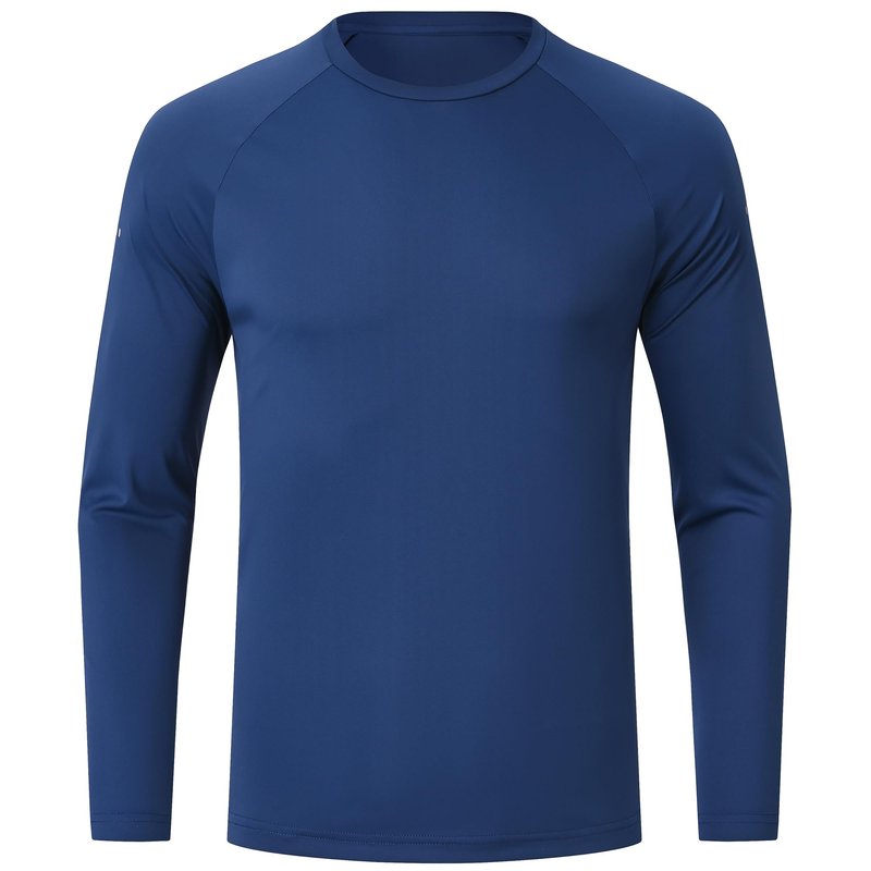 Men's Long Sleeve Rash Guard Swim Shirts UPF 50+ Sun Protection Dry Fit T-Shirt Athletic Tops for Running Hiking Fishing Navy Blue M