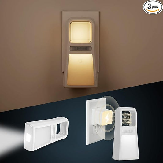 Dawnrise 3 Pack 5-in-1 Power Failure Night Light, Multifunctional Motion Sensor Nightlights, Plug in Night Lights, Emergency Lights for Home,Rechargeable Flashlights for Blackout,Hurricane