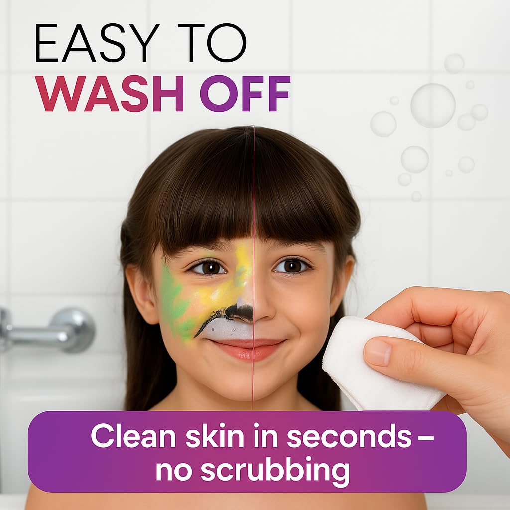 Face Paint Kit for Kids – 20 Washable Colors, Guaranteed Stain-Free, Paints 60+ Faces, Hair Chalk, Glitter, Brushes, Stencils, Non-Toxic, Perfect for Birthdays, Halloween, Parties