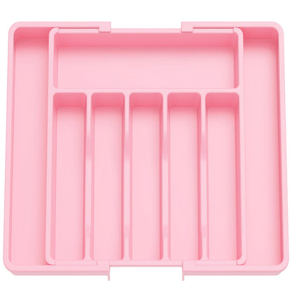 Lifewit Silverware Drawer Organizer, Expandable Utensil Tray for Kitchen, BPA Free Flatware and Cutlery Holder, Adjustable Plastic Storage for Spoons Forks Knives, 8.5"-14.1" x 12.1", Black