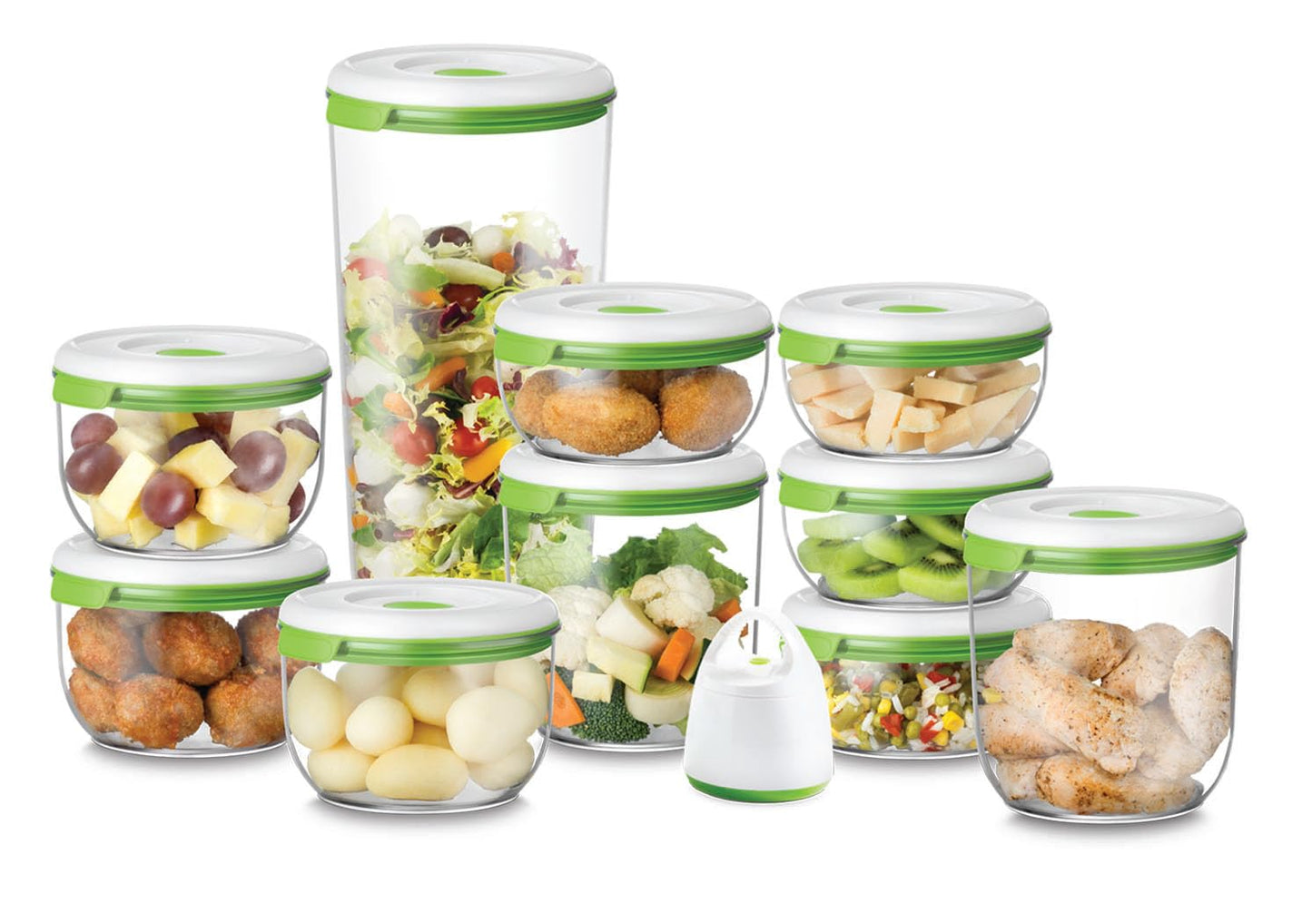 FOSA Vacuum Seal Food Storage System Reusable Container Deluxe Set with Vacuum and 10 Reusable containers