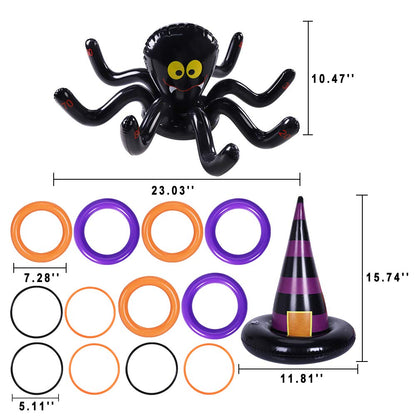 Max Fun Halloween Ring Toss Games Inflatable Spiders Ring Toss Witch’s Hat Toss Game for Kids Halloween Party Favors Supplies Indoors Outdoors Party Games