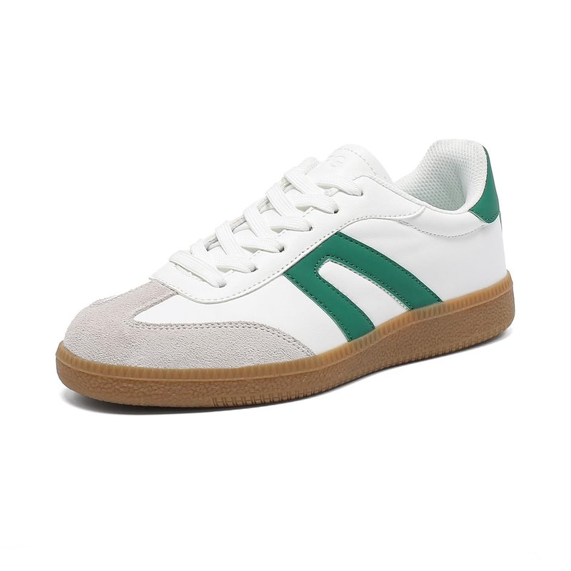 Women's Retro Gum Sole Fashion Sneakers-Lace Detail Casual Retro Walking Shoes-Gum Sole Casual Tennis-Anti Slip Trainers（Green/White,8.5）