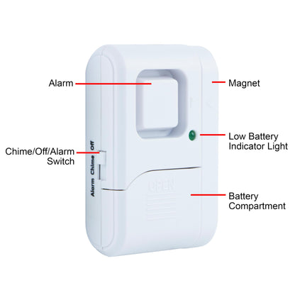 GE Personal Security Window and Door Alarm, 4 Pack, DIY Protection, Burglar Alert, Wireless Chime/Alarm, Easy Installation, Home Security, Ideal for Home, Garage, Apartment and More, White, 45174