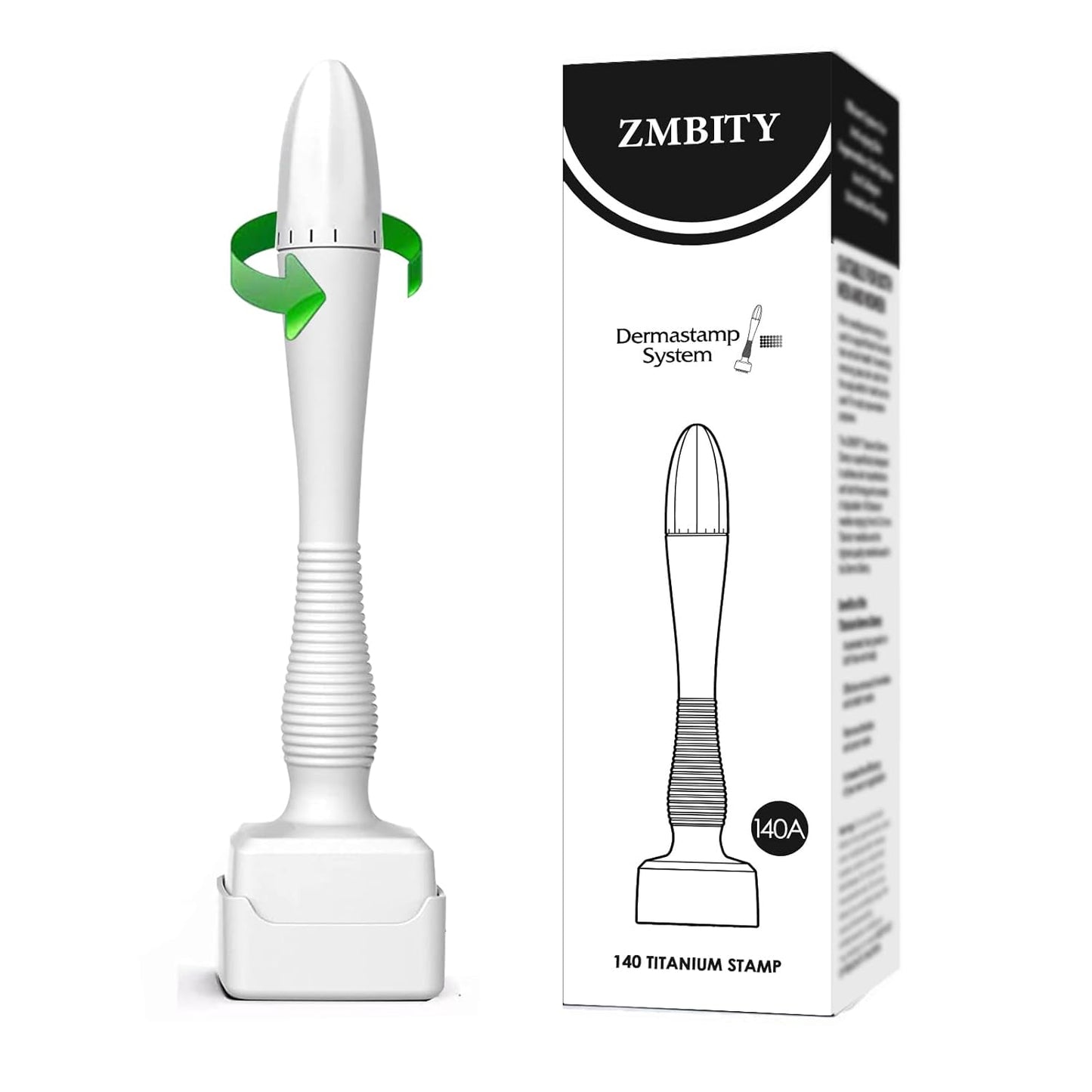 Titanium Microneedles Derma Roller - Stamp Alternative -Microneedle Micro Needle Skin Care Tool - Microneedling Roller for Men and Women (White)