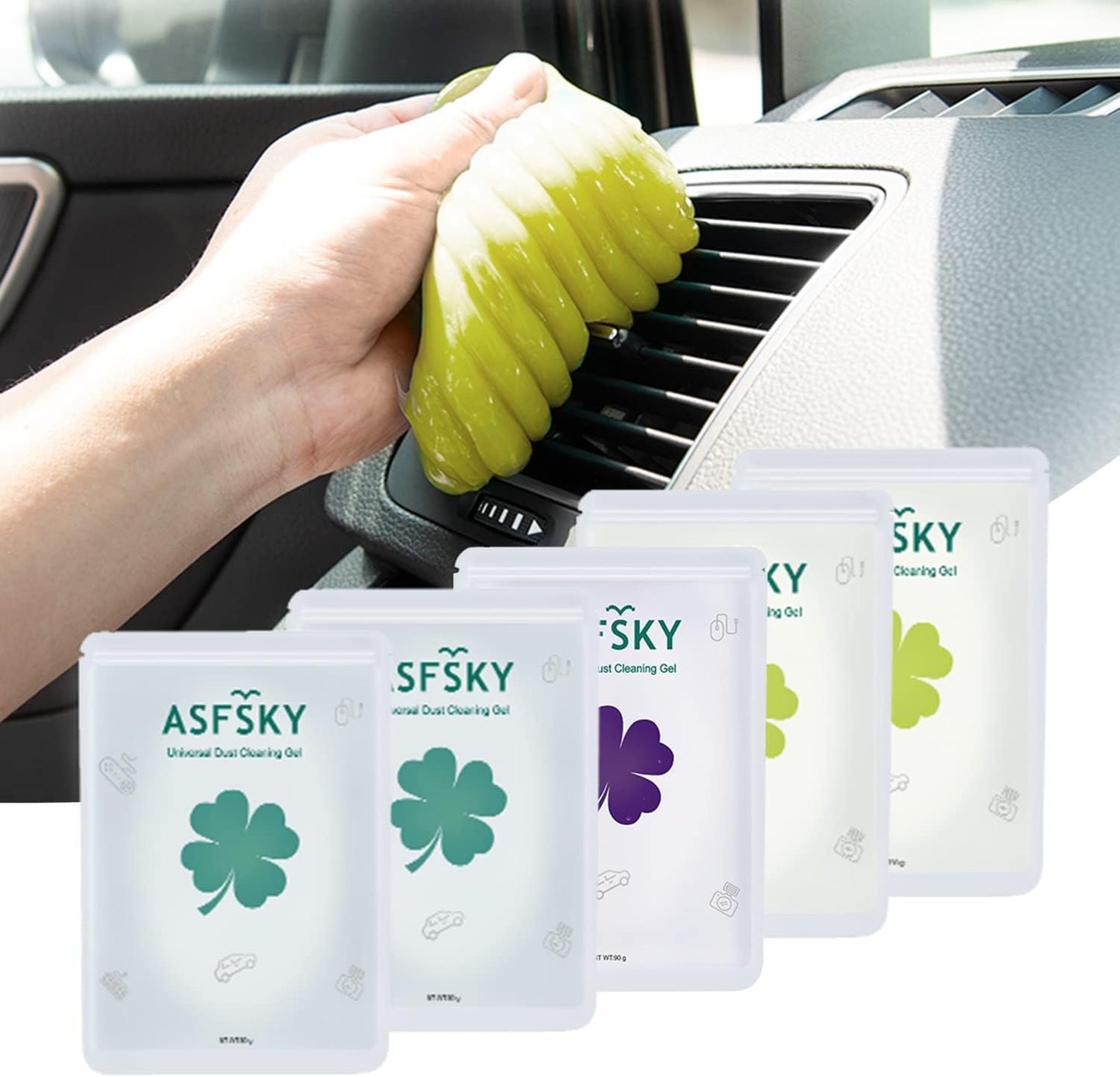ASFSKY Car Cleaning Gel for Car Detailing Car Cleaning Putty for Interior Cleaner for Car Vents Car Cleaning Gel Pack 450g（5 Pack）