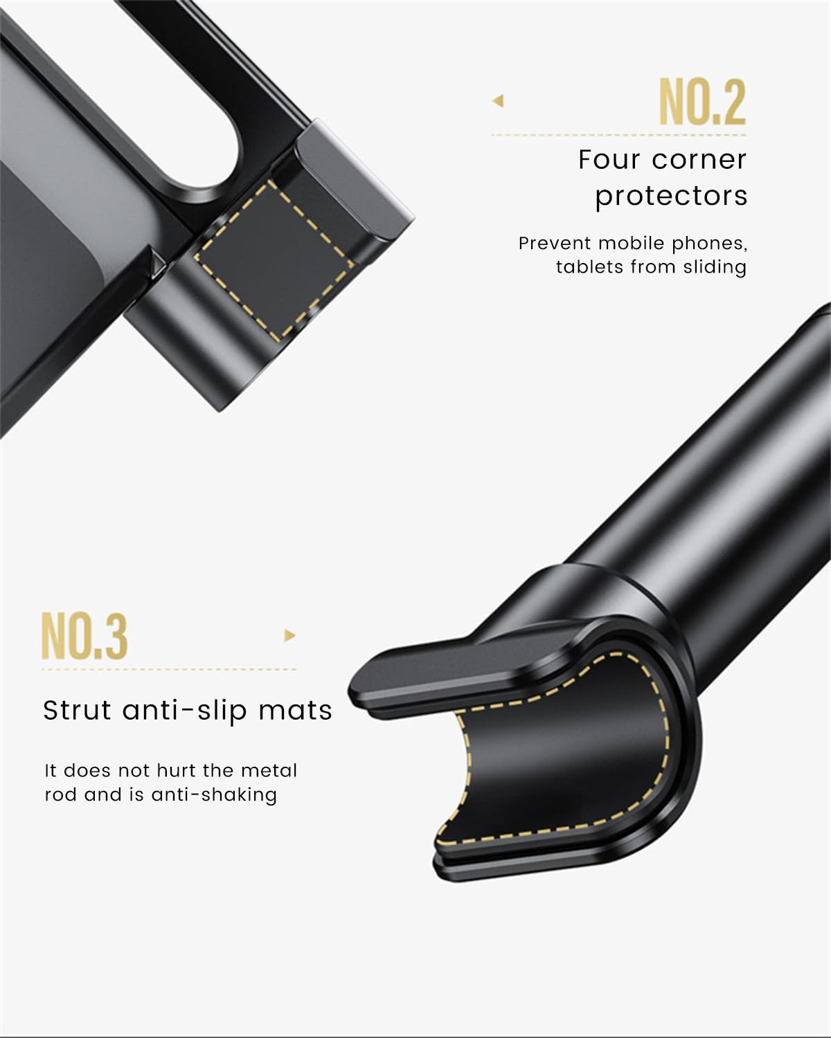 Generic Car Headrest Tablet Holder - 3 in 1 Extension Arm, Adjustable Tablet Car Mount for Back Seat, Road Trip Essentials, Compatible with 4.7-11" Tablets like iPad Pro, Air, Mini, Galaxy, Fire HD