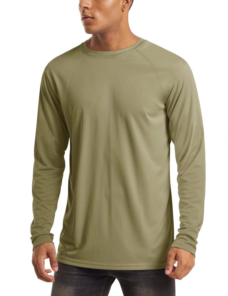 MAGCOMSEN Long Sleeve Shirts for Men Rashguard Shirts for Men Quick Dry Baselayer Shirt Surf Beach Shirts Dull Cyan,3XL