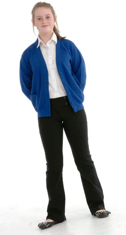 Miss Chief Girls Smart School Cardigan Sweatshirt Uniform Age 3 4 5 6 7 8 9 10 11 12 13 ((30) 9-10yrs, Royal Blue)
