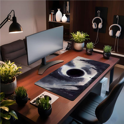 Black Moon Mousepad Gaming MTG Playmat Desk Mat Original Aesthetics Mouse Pad Large Gaming Mouse Pads Desk Pad XXL Keyboard Mat Full Desktop Mat Desk Cover Pad for Work Office Game (31.5x15.7 in)