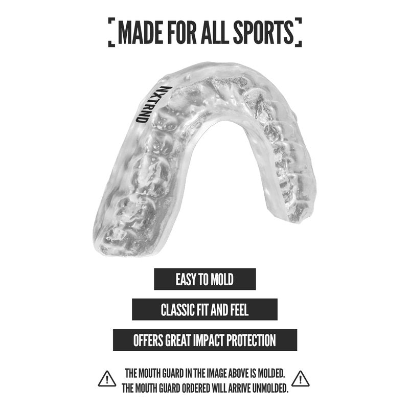 2 Pack Nxtrnd Classic Mouthguard, Custom Fit Sports Mouthpiece for Football, Boxing, MMA, Basketball, Hockey, Lacrosse, Youth & Adult (Transparent)