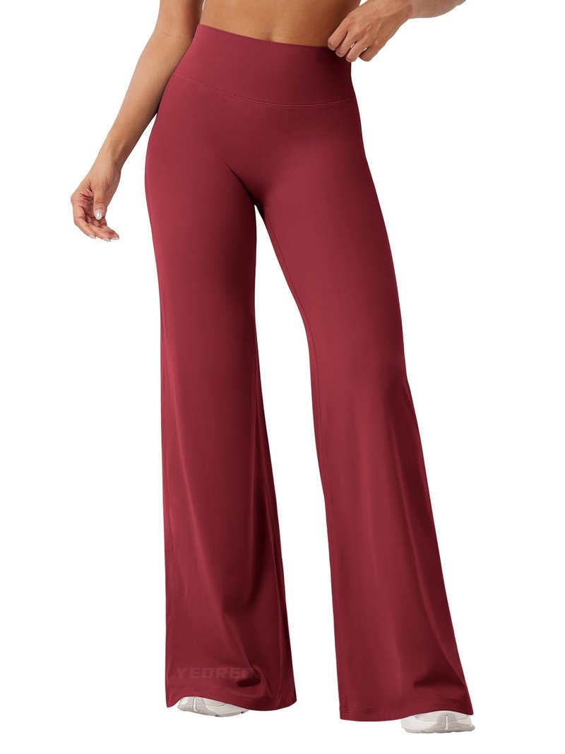 YEOREO Workout Leggings Womens No Front Seam Straight Leggings 33" High Waist Buttery Eddiy Gym Yoga Pants Ancora Red XS