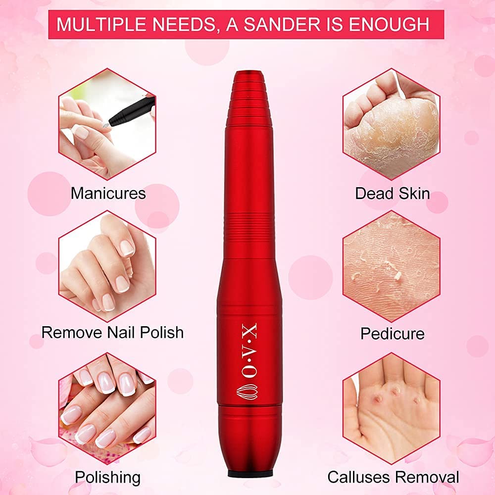 Portable Electric Nail Drill Machine, Professional 20000 RPM USB Manicure Pedicure Drills for Acrylic Nails Gel Polishing Shape Tools