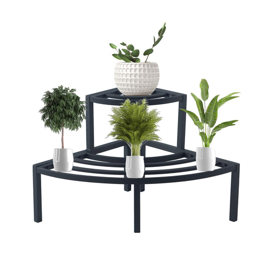 DHYGOTFUR Black Corner Plant Stand - 3-Tier Space Saving Flower Pot Rack - Rustproof & Weather Resistant Indoor/Outdoor Ladder Display Shelf for Patio, Garden, Yard, Balcony