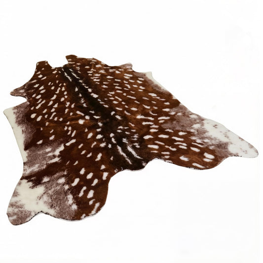 Faux Cowhide Rug Animal Skin Area Rug Deer Rug Cow Hides and Skins Mat Sika Deer Carpet for Home Livingroom 6.1x5ft